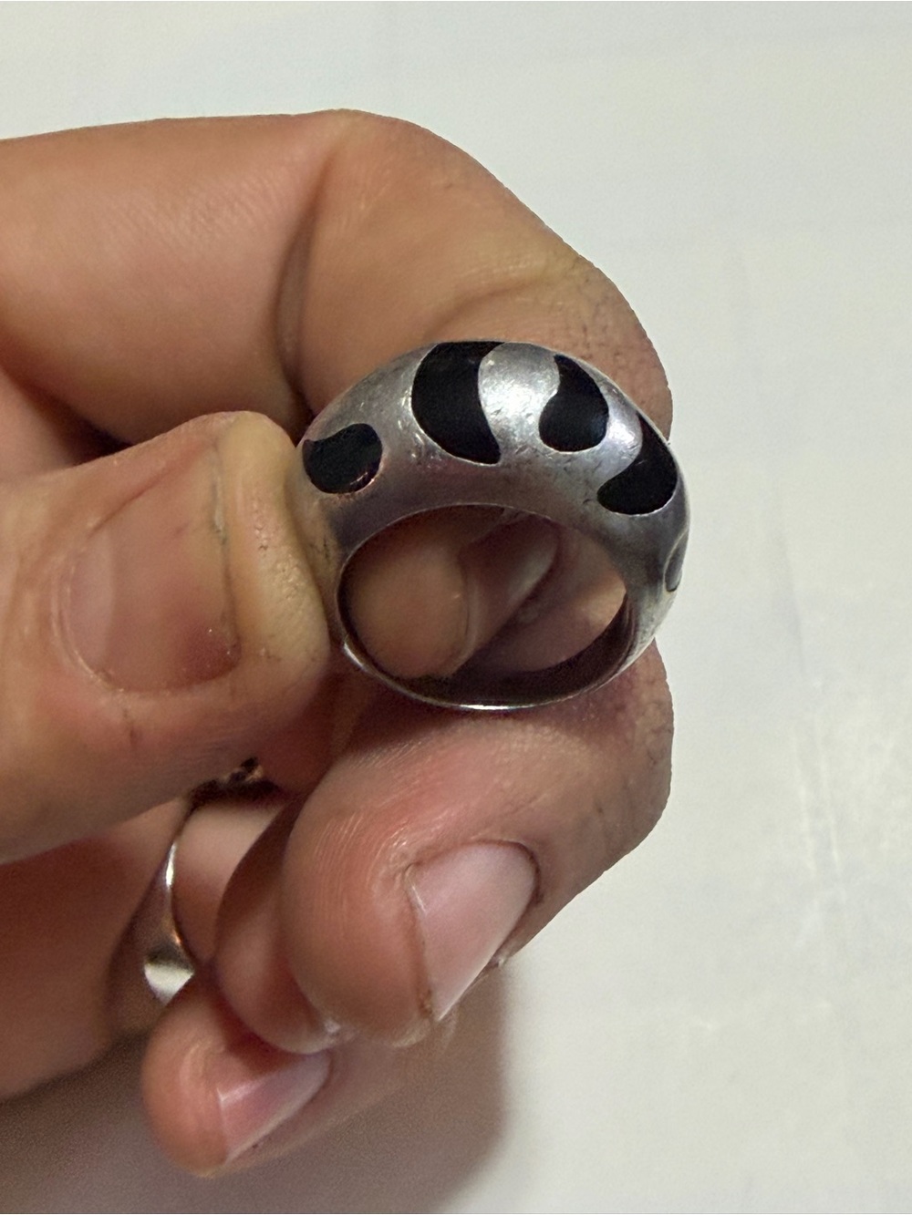 Men's sterling Silver Black Accent Dome Ring